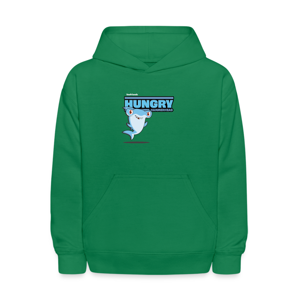 Hungry Hammerhead Character Comfort Kids Hoodie - kelly green