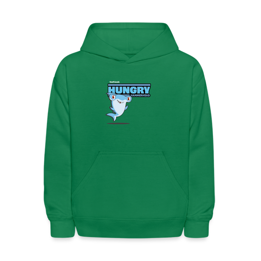 Hungry Hammerhead Character Comfort Kids Hoodie - kelly green