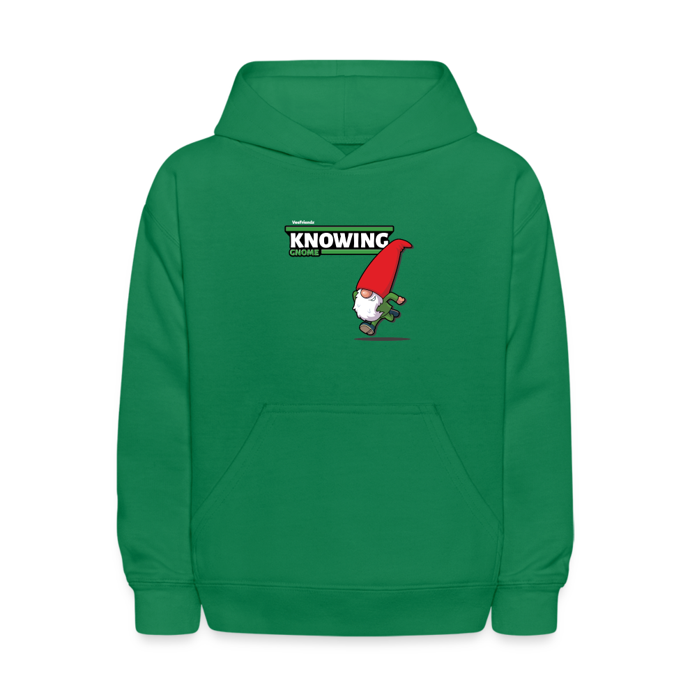 Knowing Gnome Character Comfort Kids Hoodie - kelly green