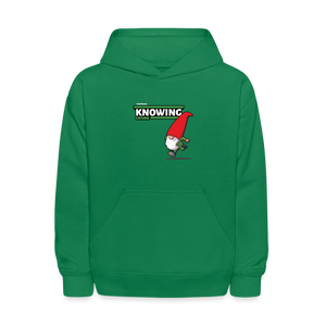 Knowing Gnome Character Comfort Kids Hoodie - kelly green