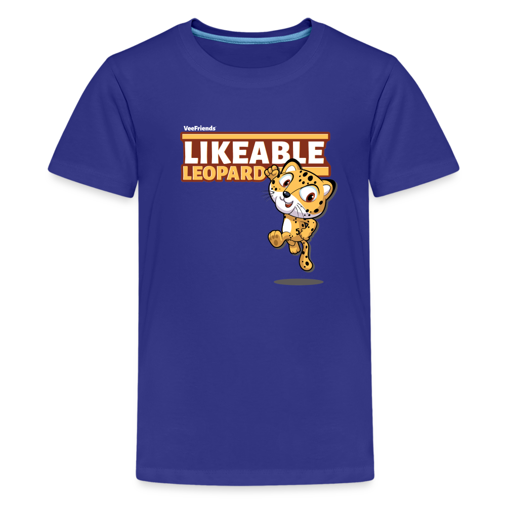 Likeable Leopard Character Comfort Kids Tee - royal blue