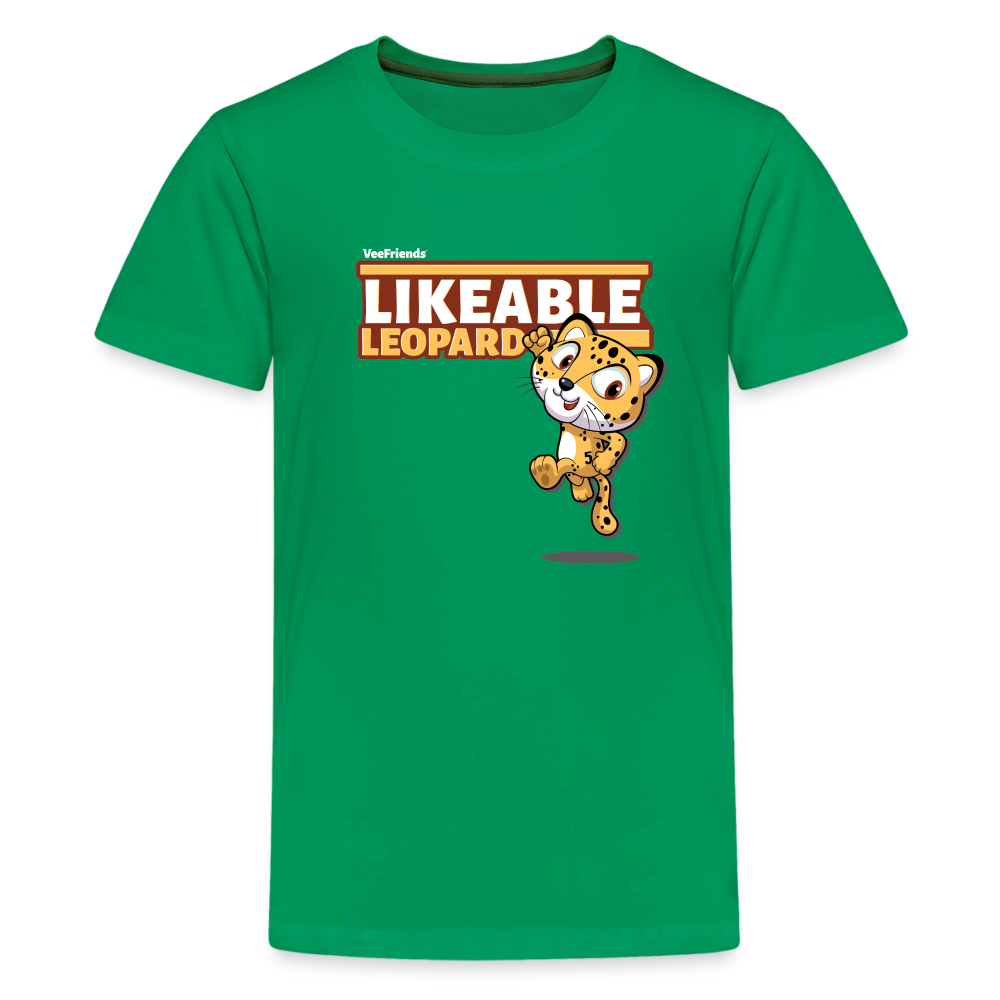 Likeable Leopard Character Comfort Kids Tee - kelly green