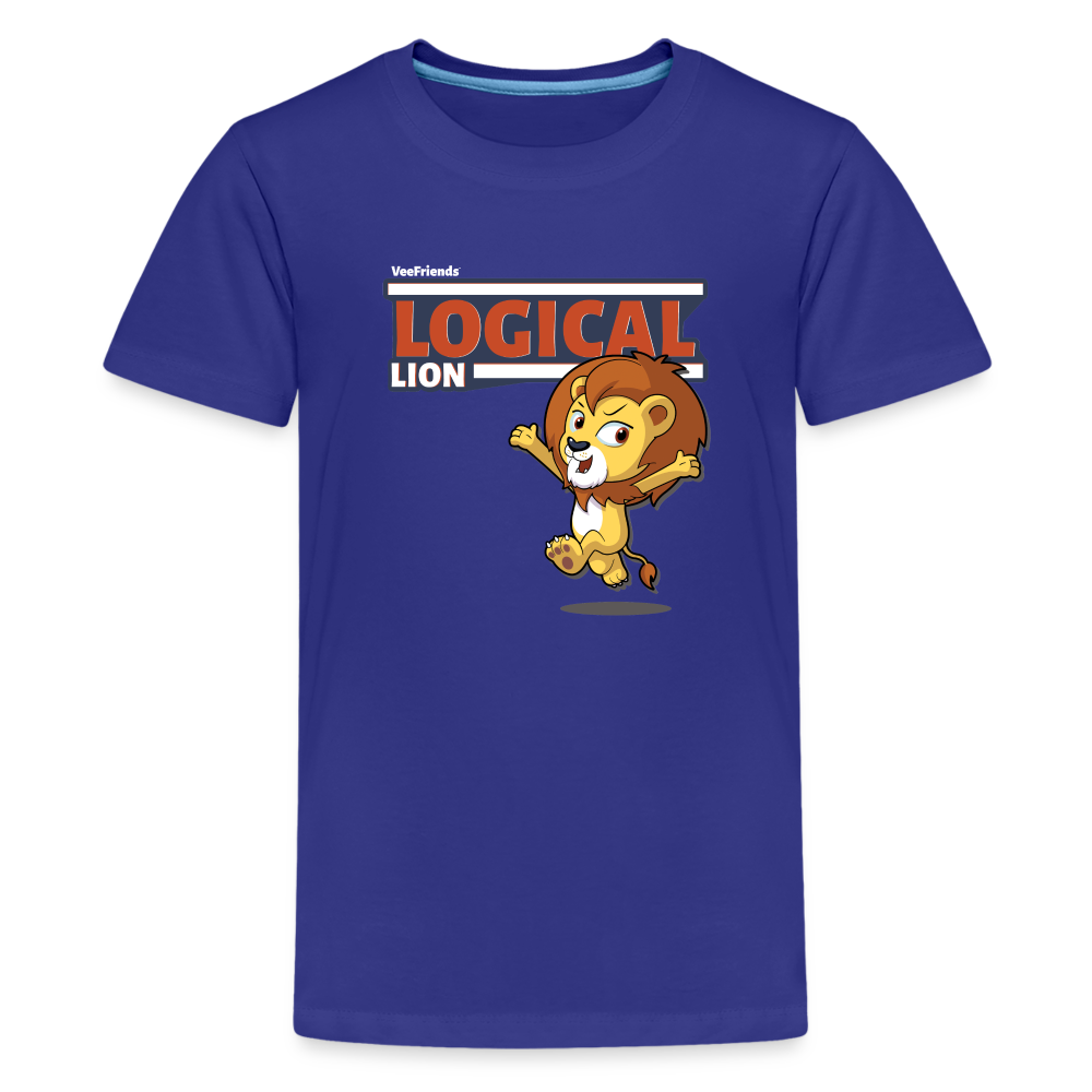 Logical Lion Character Comfort Kids Tee - royal blue