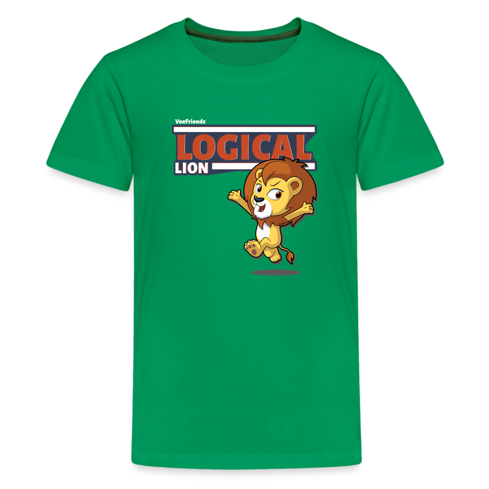 Logical Lion Character Comfort Kids Tee - kelly green