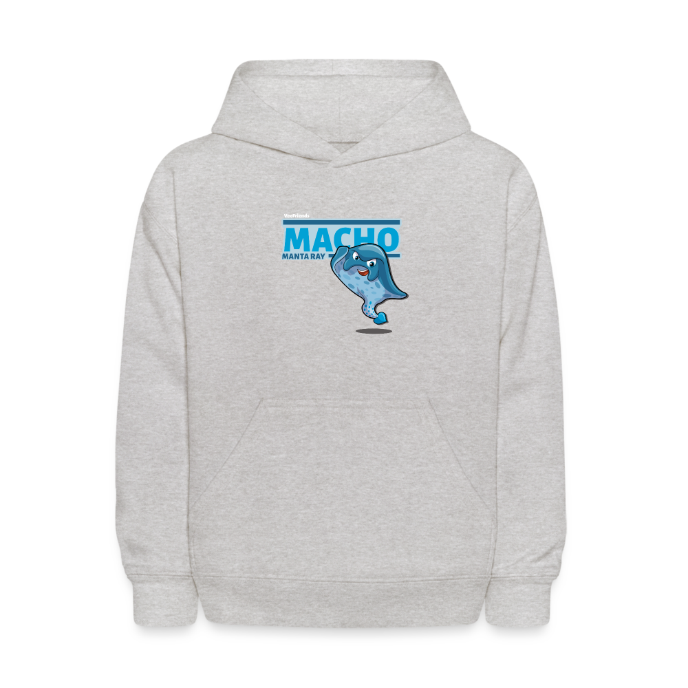 Macho Manta Ray Character Comfort Kids Hoodie - heather gray