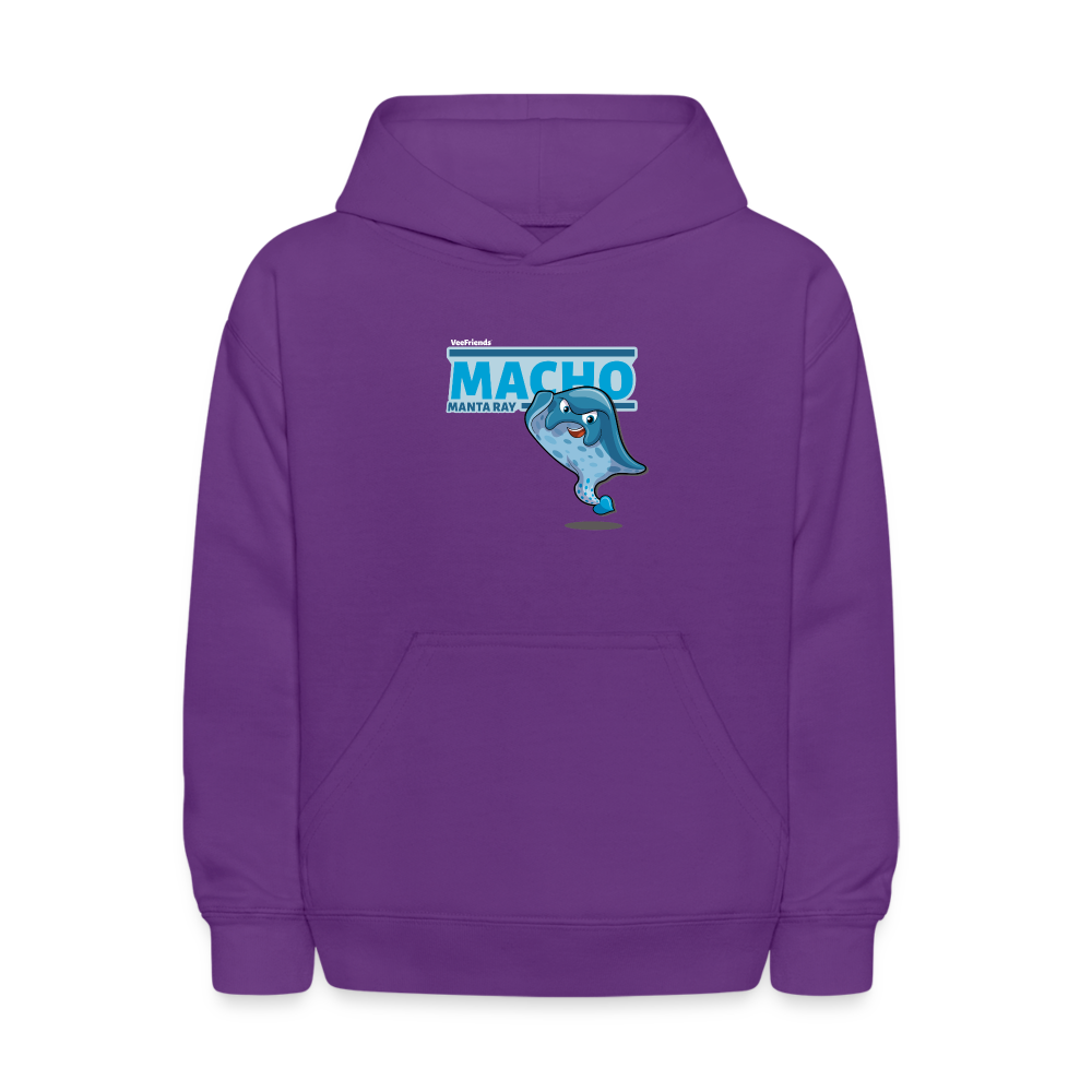 Macho Manta Ray Character Comfort Kids Hoodie - purple