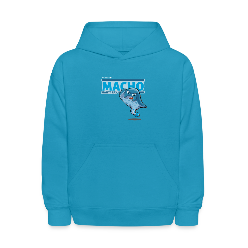 Macho Manta Ray Character Comfort Kids Hoodie - turquoise