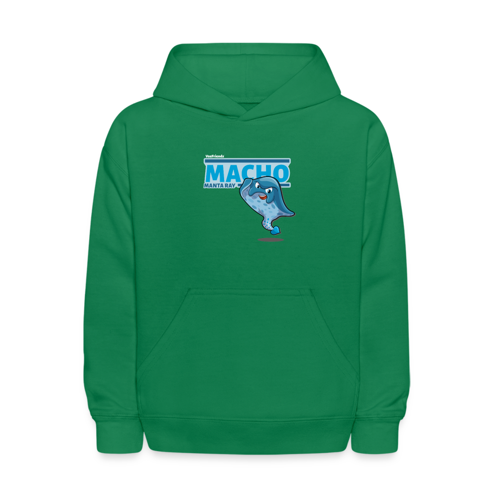 Macho Manta Ray Character Comfort Kids Hoodie - kelly green