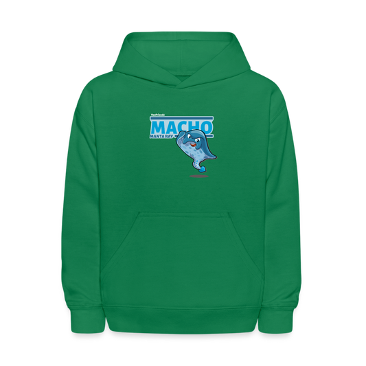 Macho Manta Ray Character Comfort Kids Hoodie - kelly green