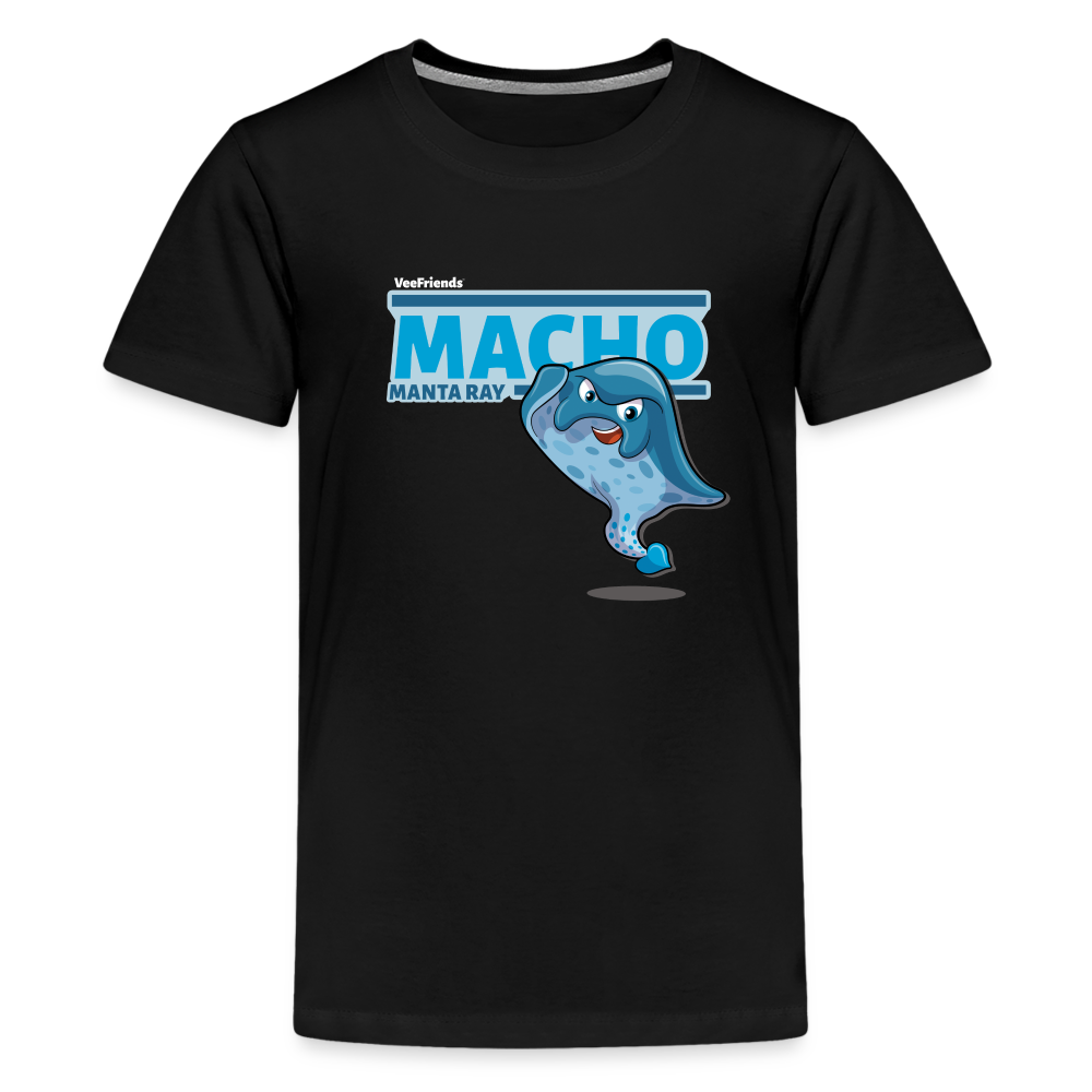 Macho Manta Ray Character Comfort Kids Tee - black