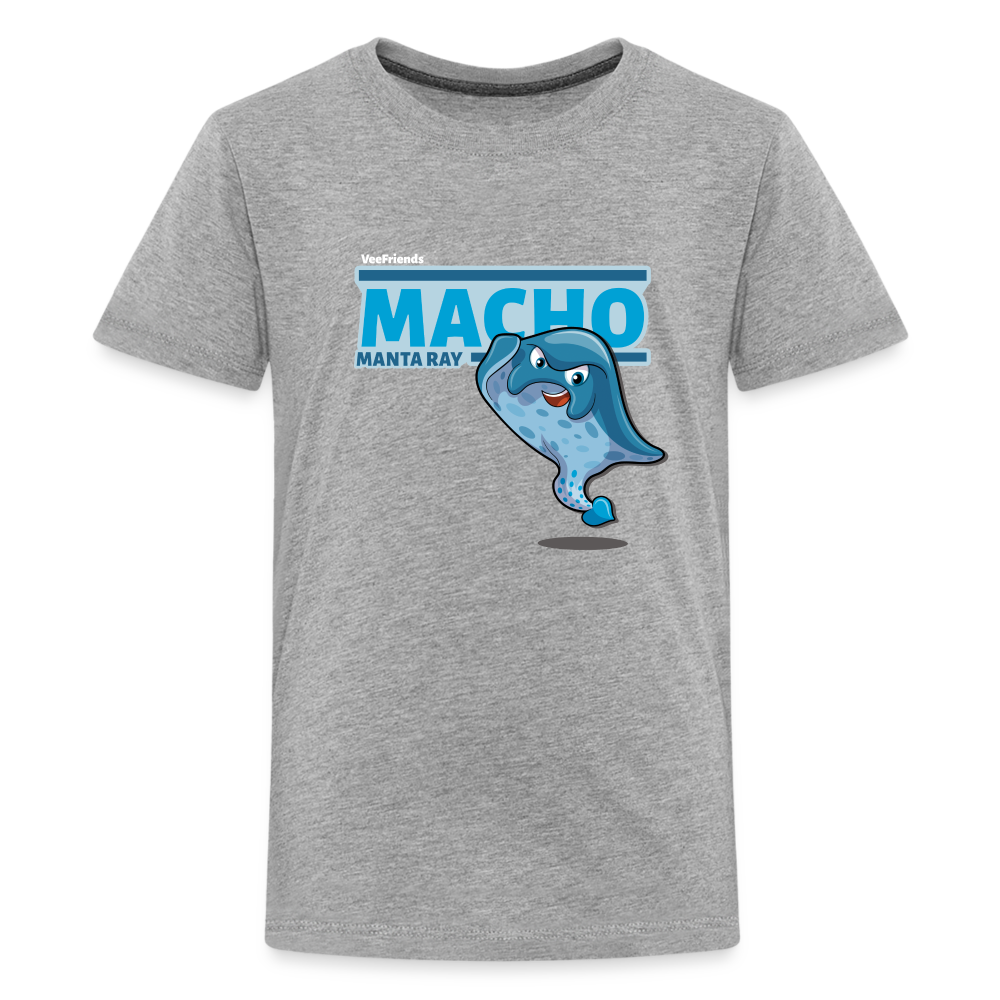 Macho Manta Ray Character Comfort Kids Tee - heather gray