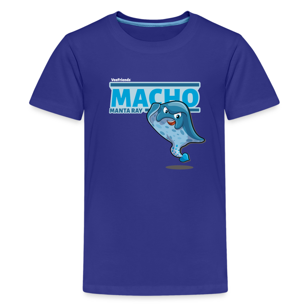 Macho Manta Ray Character Comfort Kids Tee - royal blue