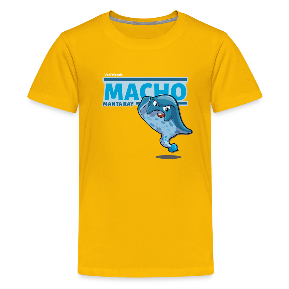 Macho Manta Ray Character Comfort Kids Tee - sun yellow