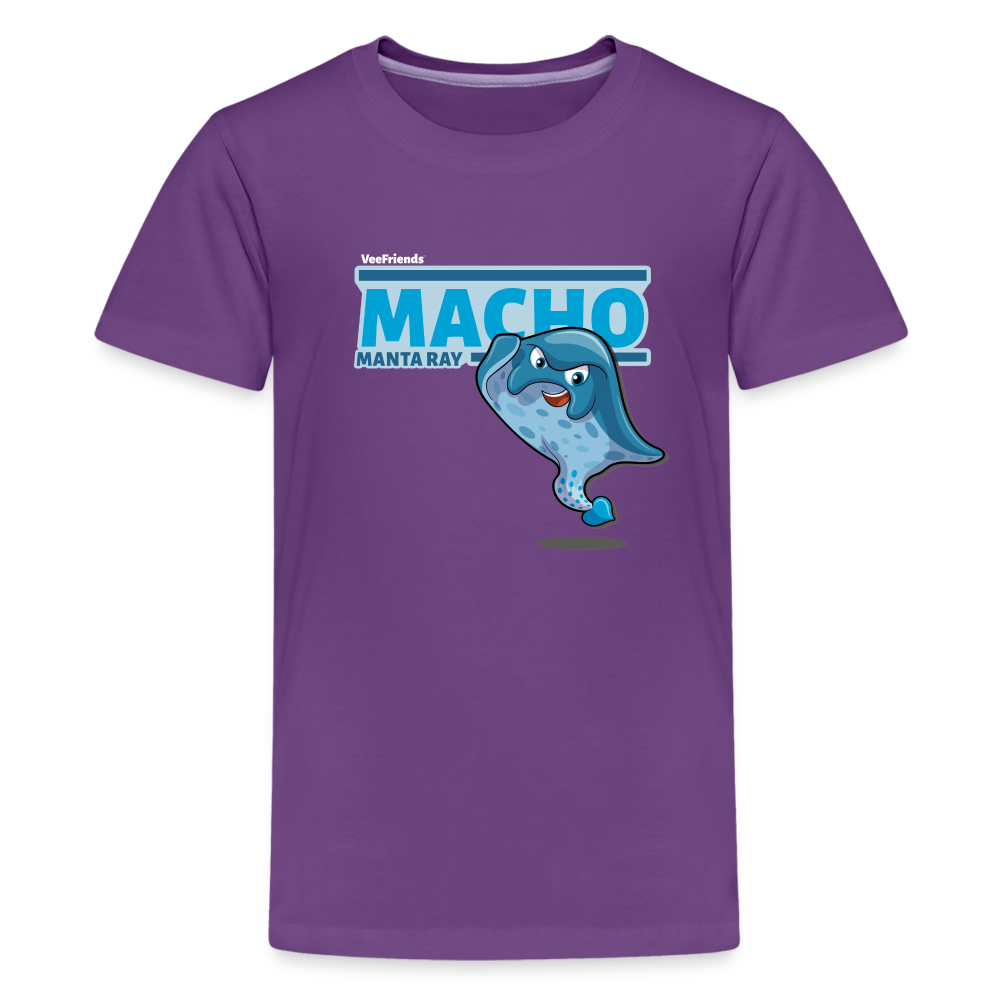 Macho Manta Ray Character Comfort Kids Tee - purple