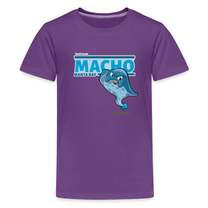 Macho Manta Ray Character Comfort Kids Tee - purple