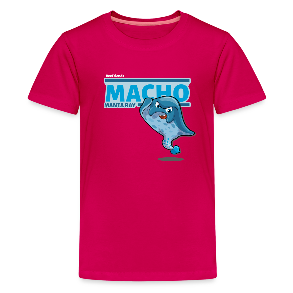 Macho Manta Ray Character Comfort Kids Tee - dark pink