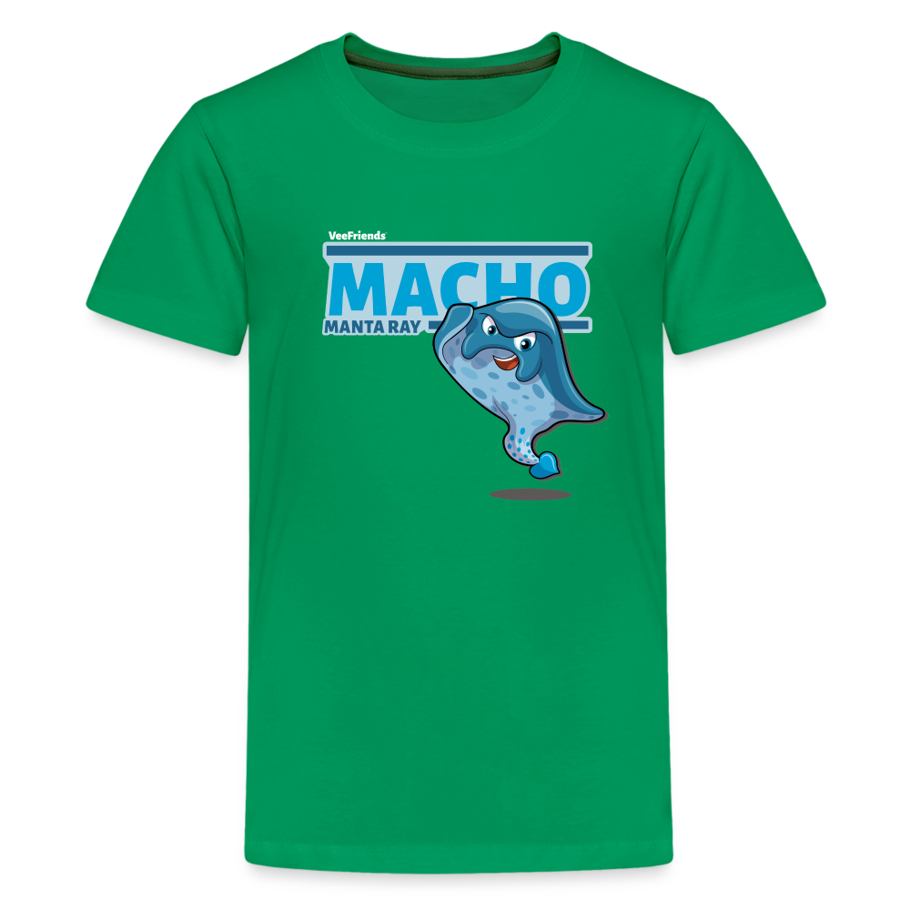 Macho Manta Ray Character Comfort Kids Tee - kelly green