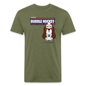 Bubble Hockey Basset Hound Character Comfort Adult Tee (Holder Claim) - heather military green