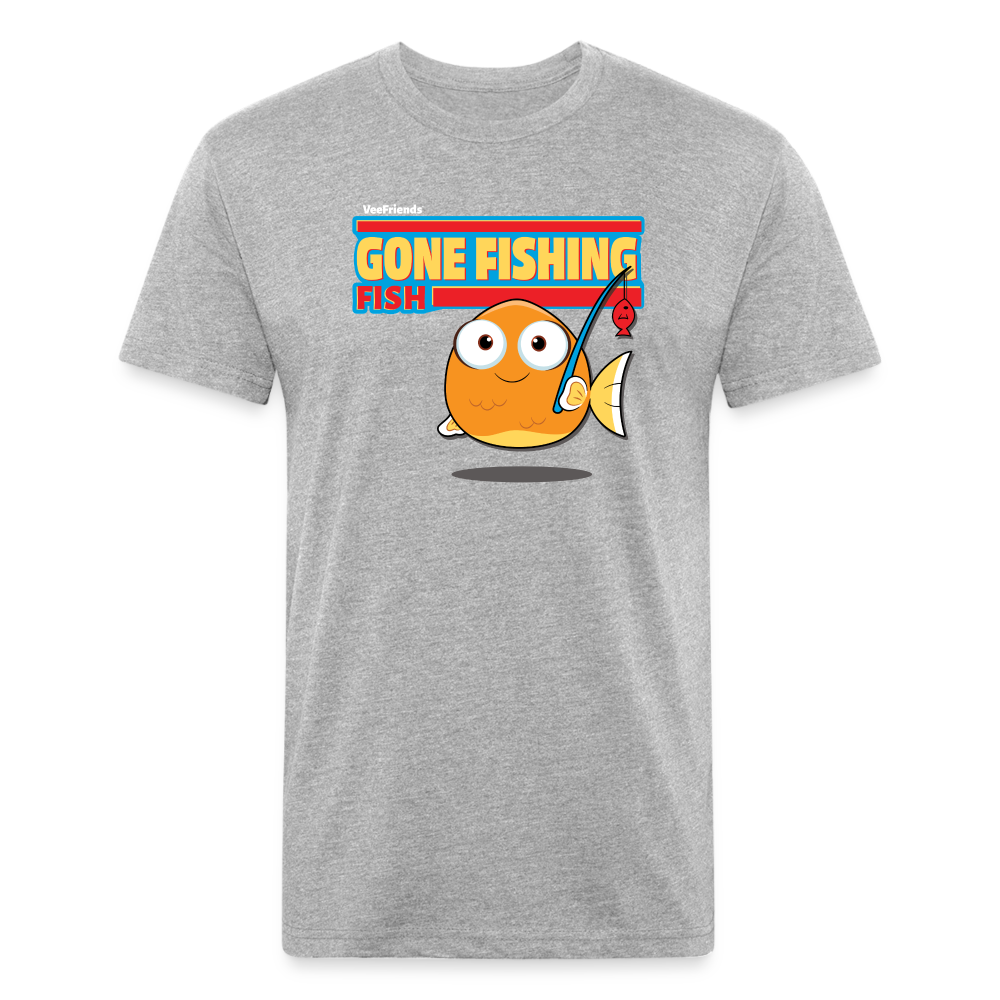 Gone Fishing Fish Character Comfort Adult Tee (Holder Claim) - heather gray