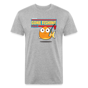 Gone Fishing Fish Character Comfort Adult Tee (Holder Claim) - heather gray