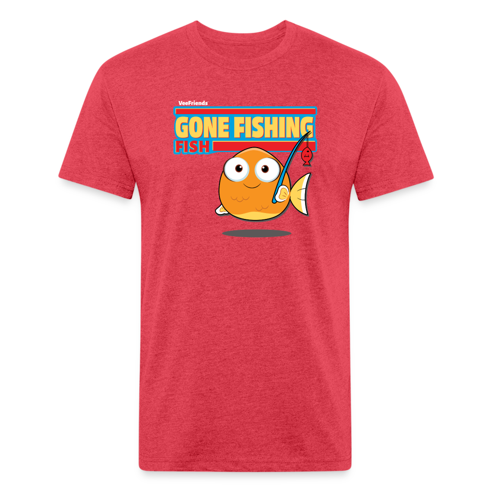 Gone Fishing Fish Character Comfort Adult Tee (Holder Claim) - heather red