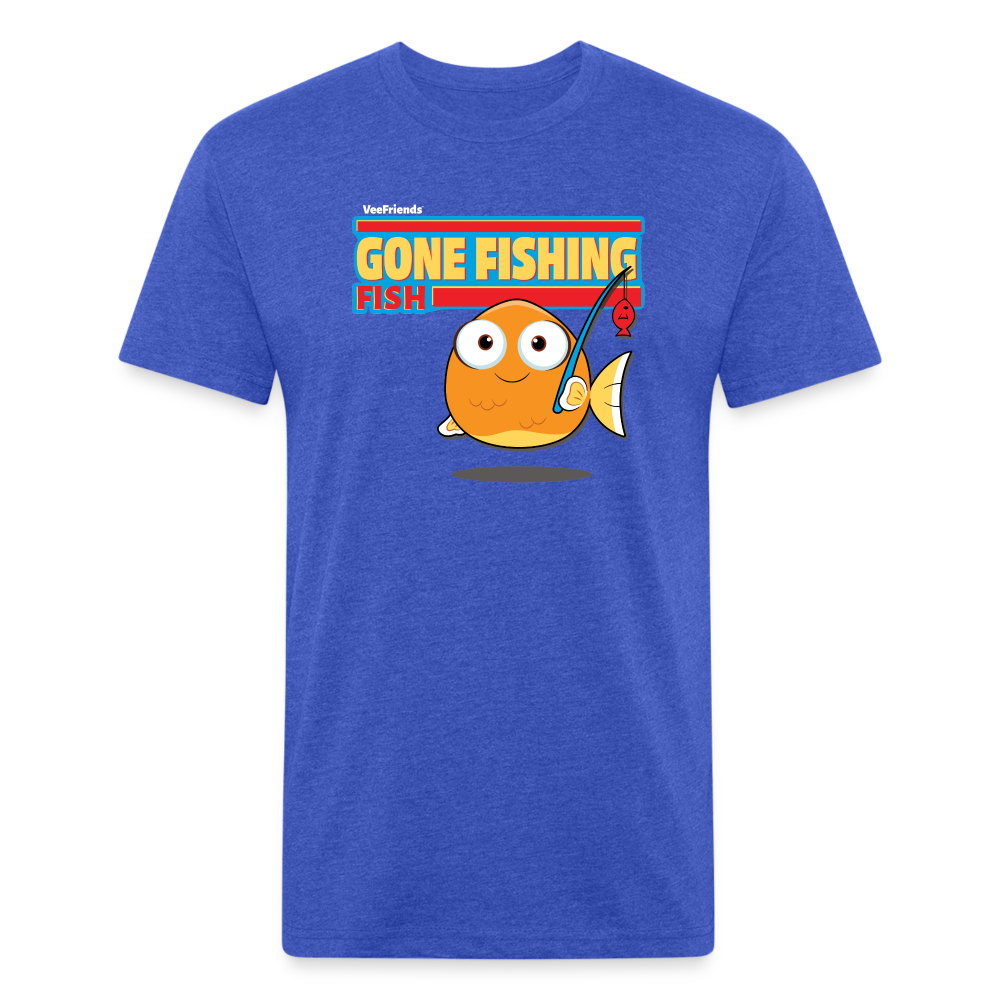 Gone Fishing Fish Character Comfort Adult Tee (Holder Claim) - heather royal