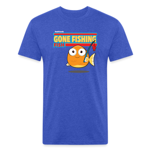 Gone Fishing Fish Character Comfort Adult Tee (Holder Claim) - heather royal