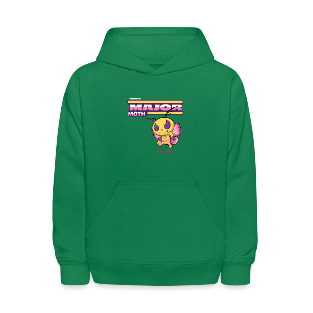 Major Moth Character Comfort Kids Hoodie - kelly green