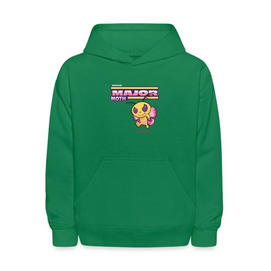 Major Moth Character Comfort Kids Hoodie - kelly green