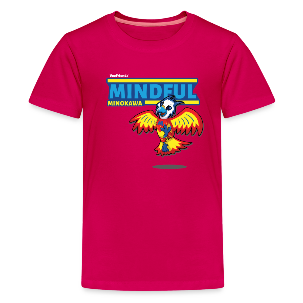 Mindful Minokawa Character Comfort Kids Tee - dark pink