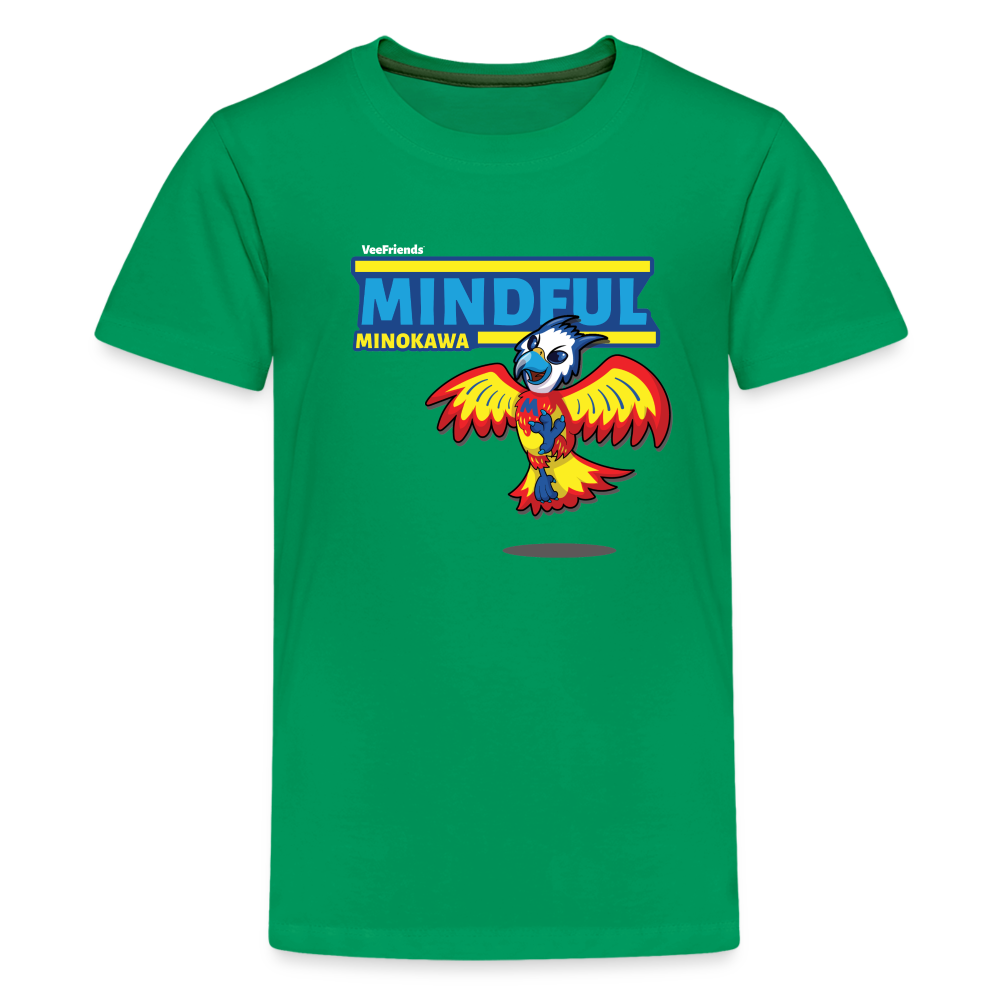 Mindful Minokawa Character Comfort Kids Tee - kelly green