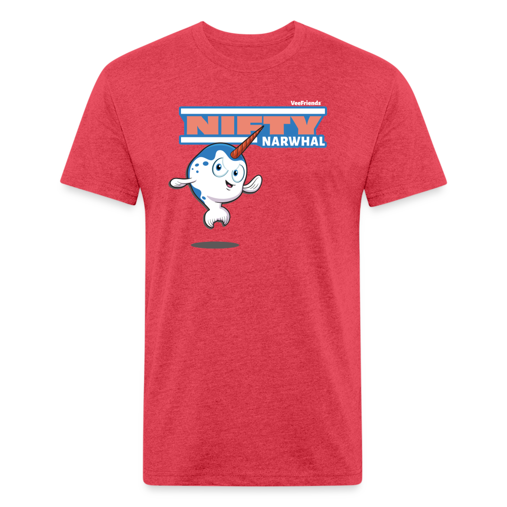 Nifty Narwhal Character Comfort Adult Tee - heather red