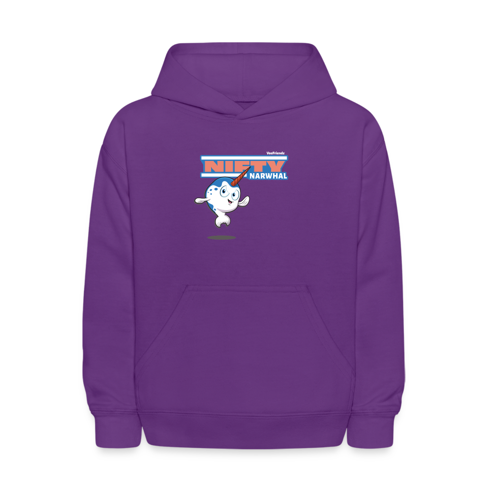 Nifty Narwhal Character Comfort Kids Hoodie - purple