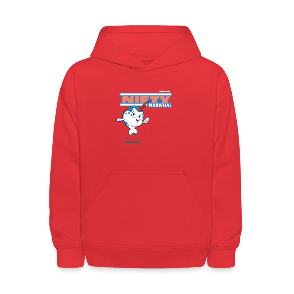 Nifty Narwhal Character Comfort Kids Hoodie - red