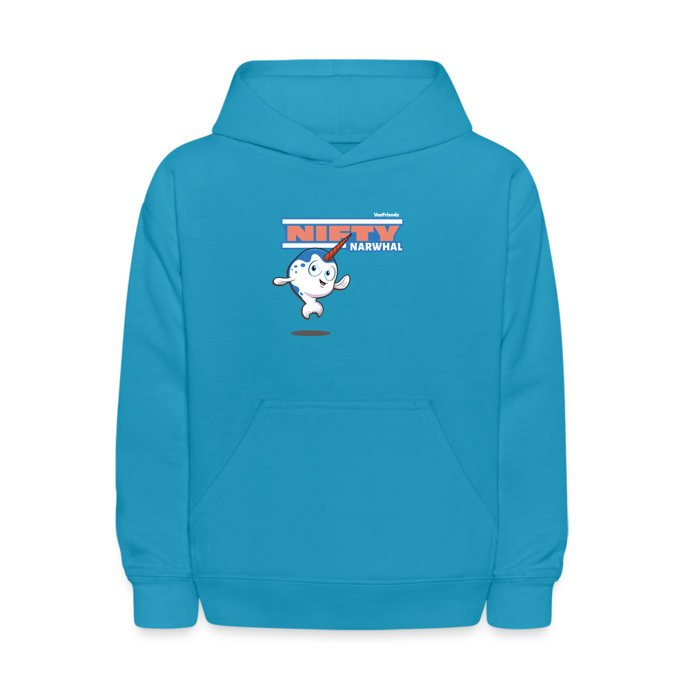 Nifty Narwhal Character Comfort Kids Hoodie - turquoise