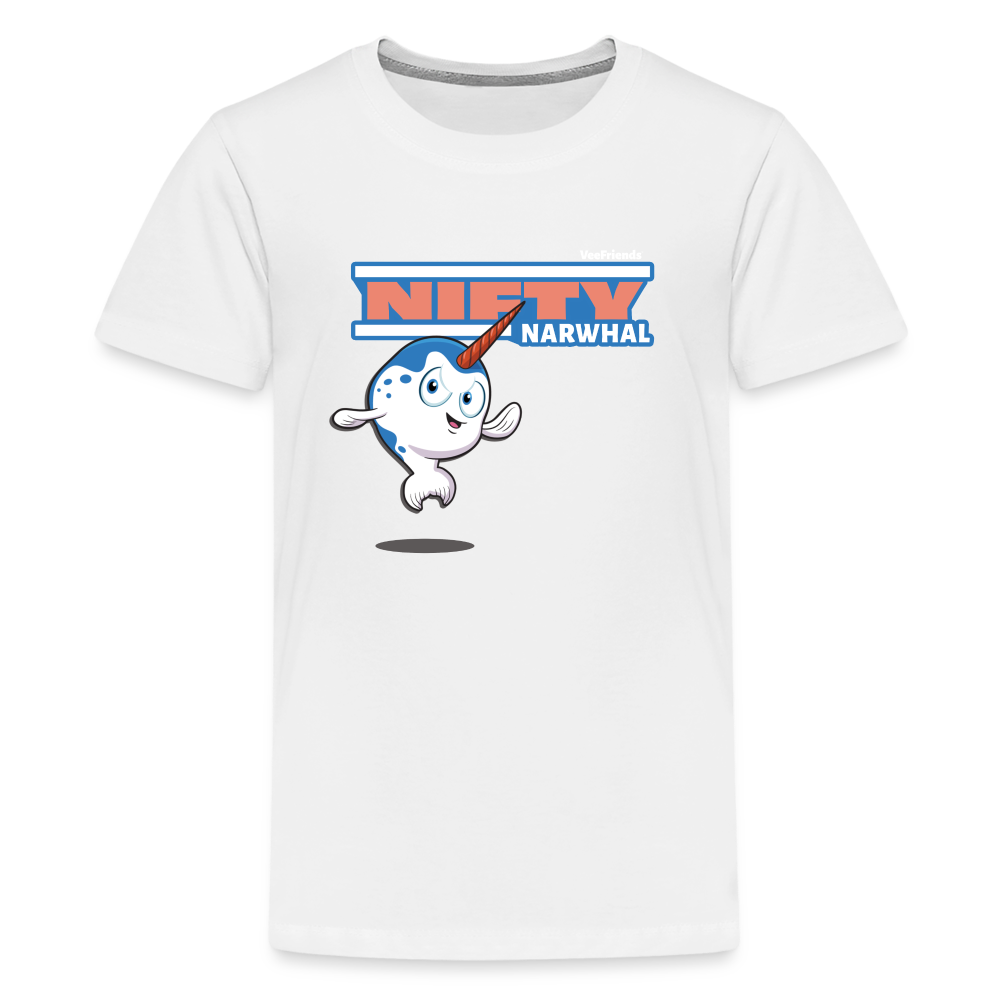 
            
                Load image into Gallery viewer, Nifty Narwhal Character Comfort Kids Tee - white
            
        