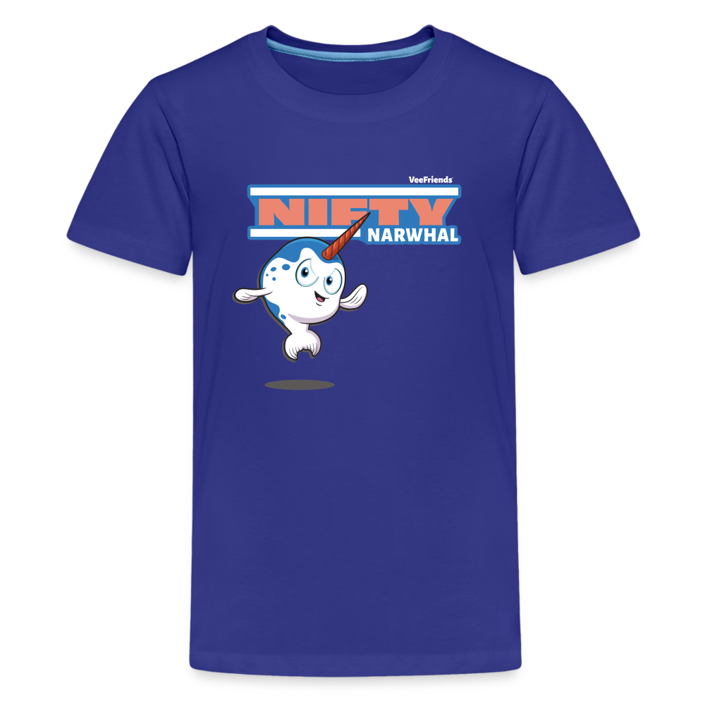 Nifty Narwhal Character Comfort Kids Tee - royal blue