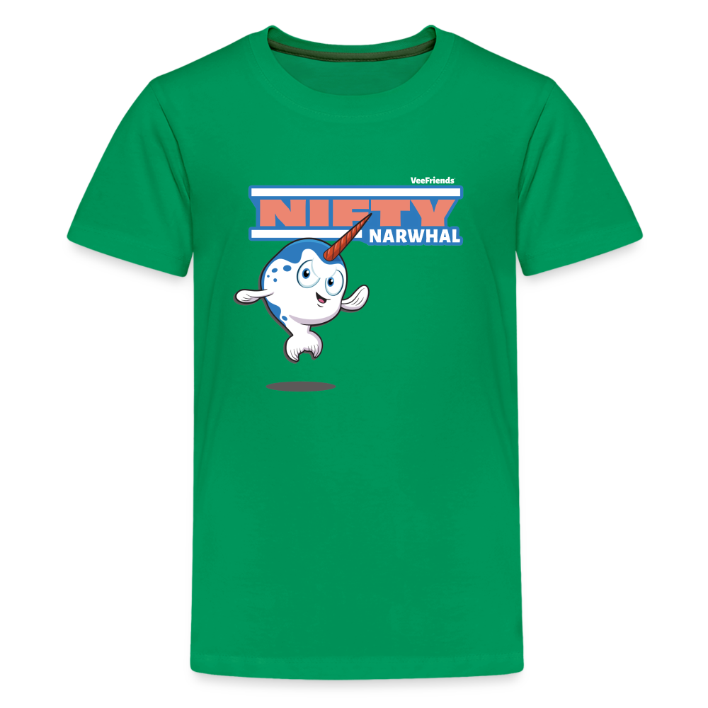 
            
                Load image into Gallery viewer, Nifty Narwhal Character Comfort Kids Tee - kelly green
            
        