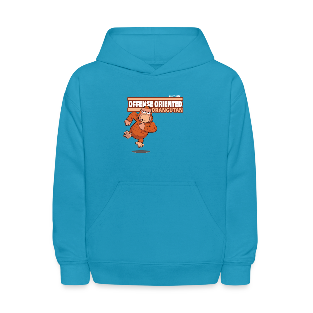 Offense Oriented Orangutan Character Comfort Kids Hoodie - turquoise