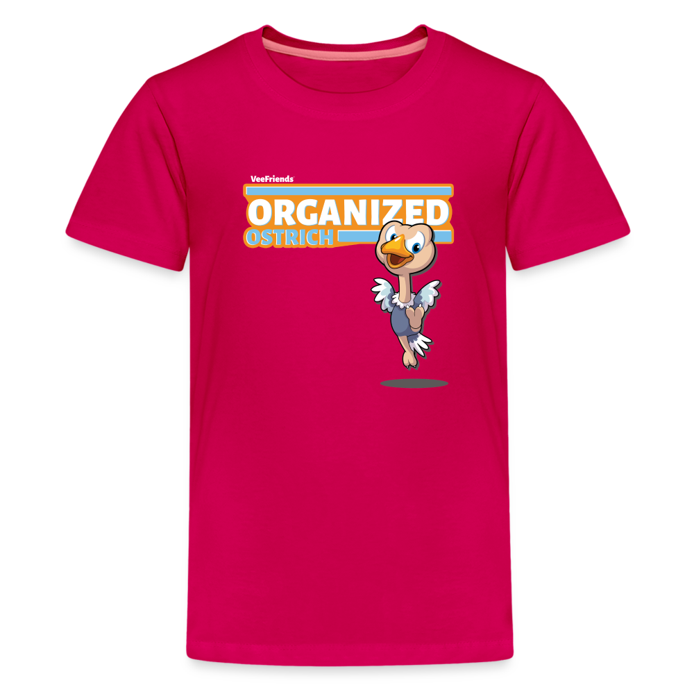 Organized Ostrich Character Comfort Kids Tee - dark pink