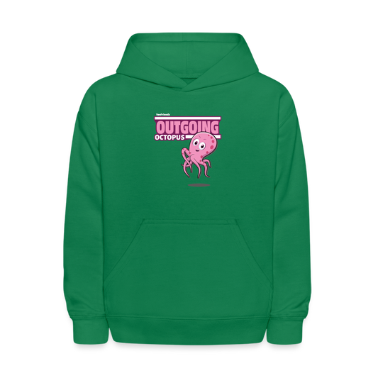 Outgoing Octopus Character Comfort Kids Hoodie - kelly green