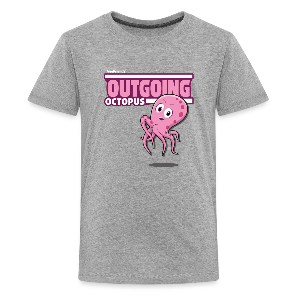 Outgoing Octopus Character Comfort Kids Tee - heather gray