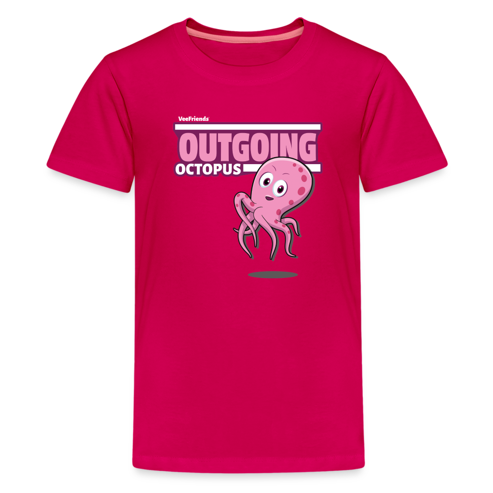 Outgoing Octopus Character Comfort Kids Tee - dark pink
