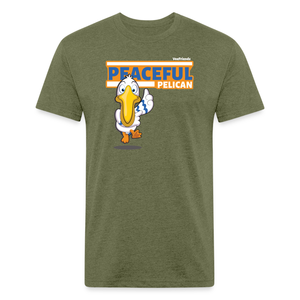 Peaceful Pelican Character Comfort Adult Tee - heather military green