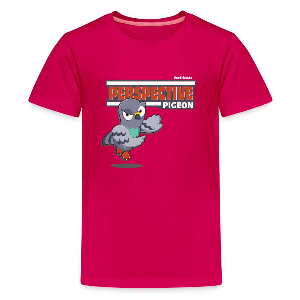 Perspective Pigeon Character Comfort Kids Tee - dark pink