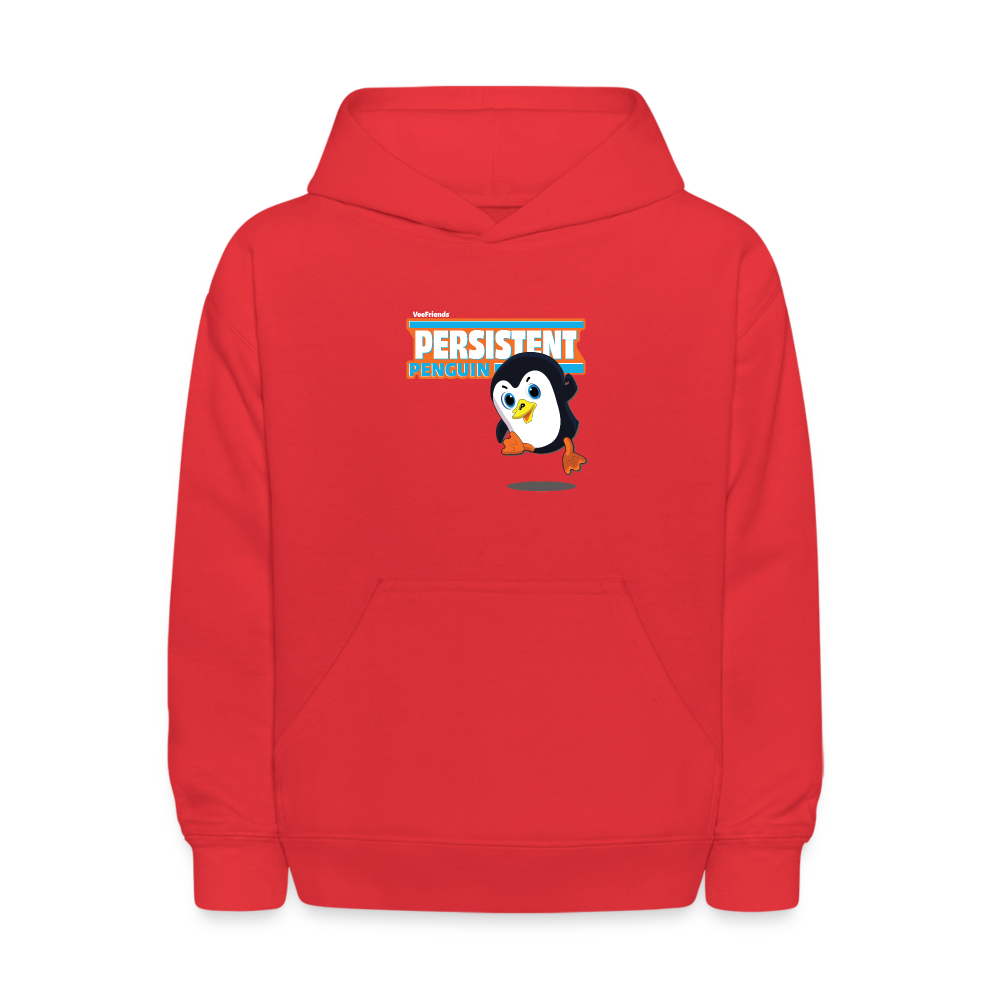 Persistent Penguin Character Comfort Kids Hoodie - red