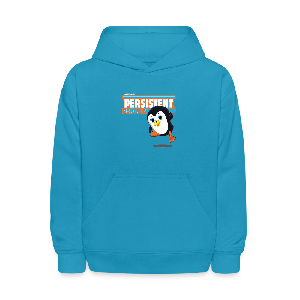 Persistent Penguin Character Comfort Kids Hoodie - turquoise