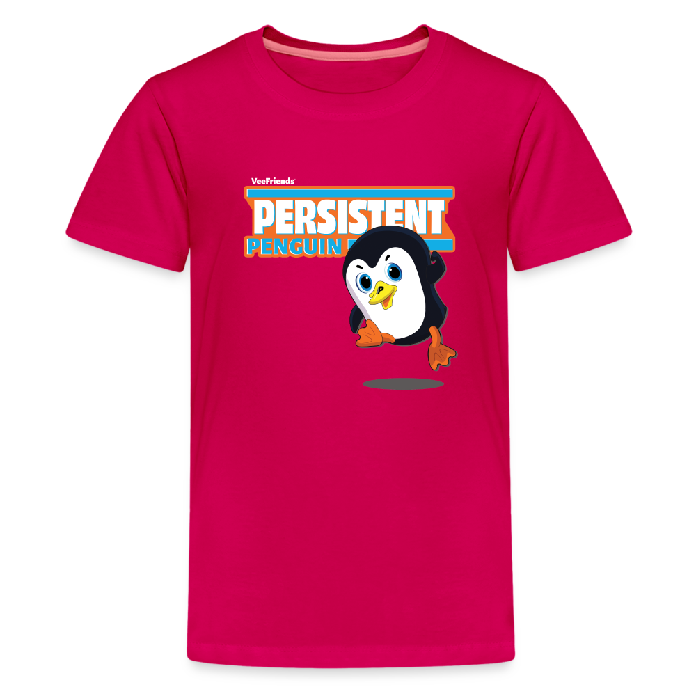 Persistent Penguin Character Comfort Kids Tee - dark pink