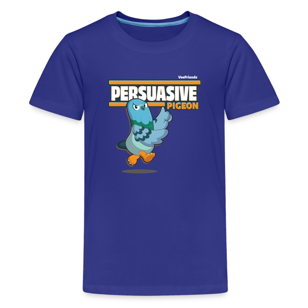 Persuasive Pigeon Character Comfort Kids Tee - royal blue