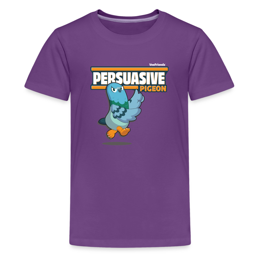 Persuasive Pigeon Character Comfort Kids Tee - purple